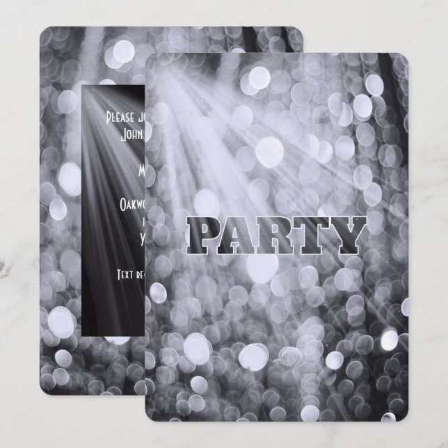 Silver Bokeh Partyljus Inbjudningar (Fram/baksida)