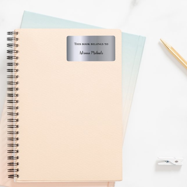 Silver-bokskylt för metalliskt namn adressetikett (Skapare uppladdad)