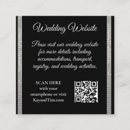 Silver Border on Black Wedding  Tilläggskort