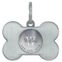 Silver Borstad Metall Monogram Ombre Hundben