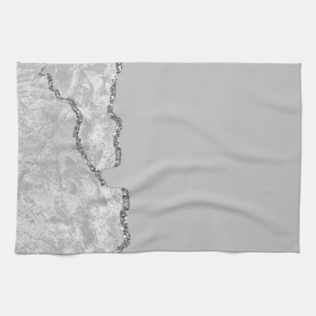 Silver Borstat Metall Glitter Kökshandduk (Horisontell)