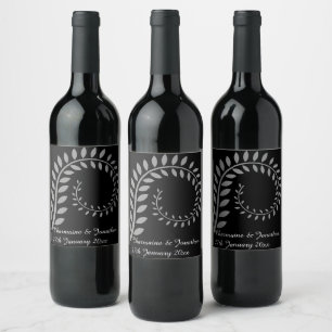 SILVER BOTANICAL BLACK ANPASSADE VIN ETIKETT