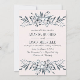 Silver Botanical | ROSA av utandningsluft bröllop  Inbjudningar