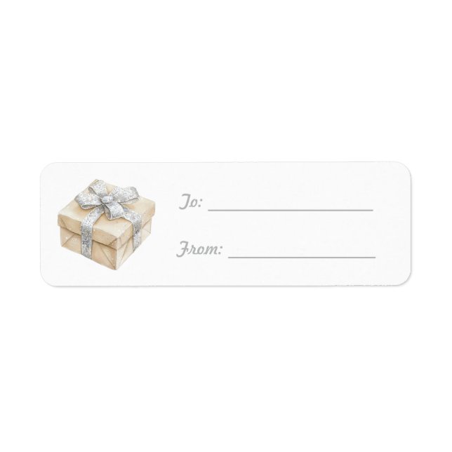 Silver Bow Cream Present Jul  Returadress Etikett (Framsidan)