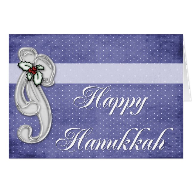 Silver Bow Lycklig Hanukkah-hälsningskort Hälsningskort (Framsidan Horizontal)