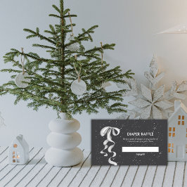 Silver Bow Winter Snow Diaper Raffle Baby Shower  Tilläggskort