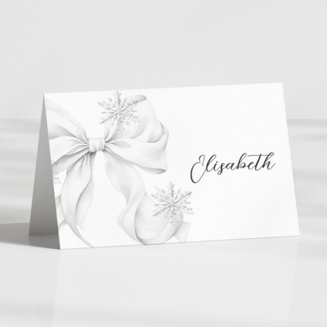 Silver Bow Winter Table Place Card  Bordsnummer (Skapare uppladdad)