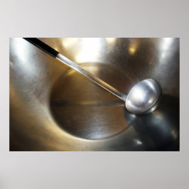 Silver Bowl med Soppa Ladle Poster