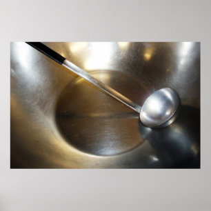 Silver Bowl med Soppa Ladle Poster