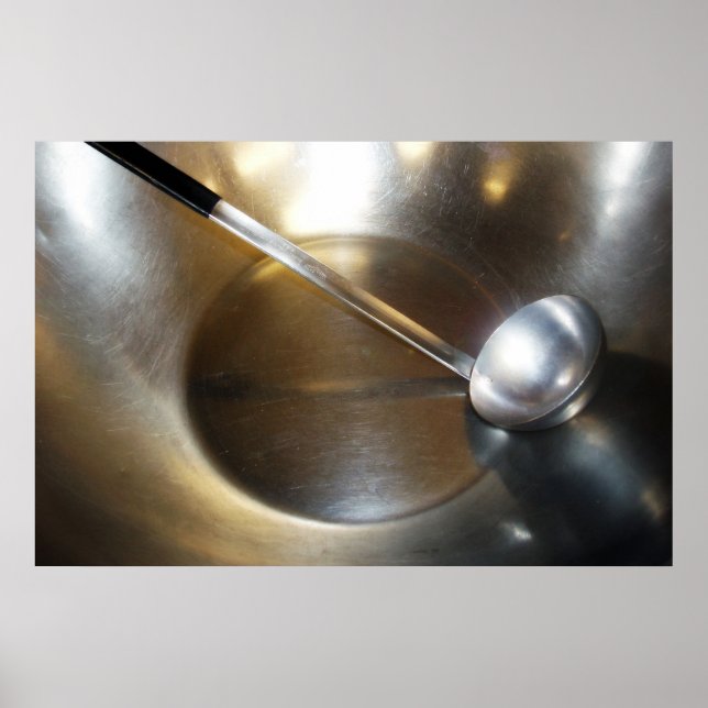 Silver Bowl med Soppa Ladle Poster (Framsidan)