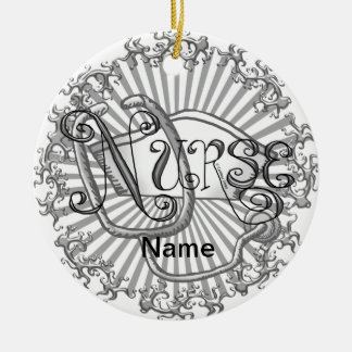 Silver brev sjuksköterska julgransprydnad keramik