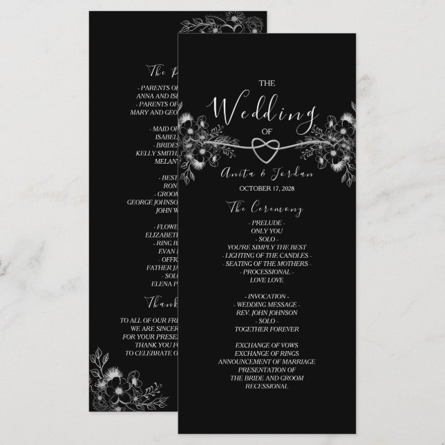Silver Broderi Elegant Svart Program (Fram/baksida)