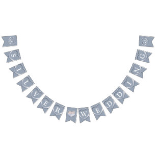 Silver bröllop 25-årsjubileum anpassningsbar foto vimplar