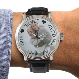 Silver Bröllop Anpassningsbar Years Foto Armbandsur