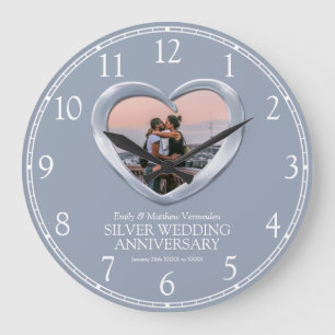 Silver bröllop-årsdag för fotonummer stor klocka