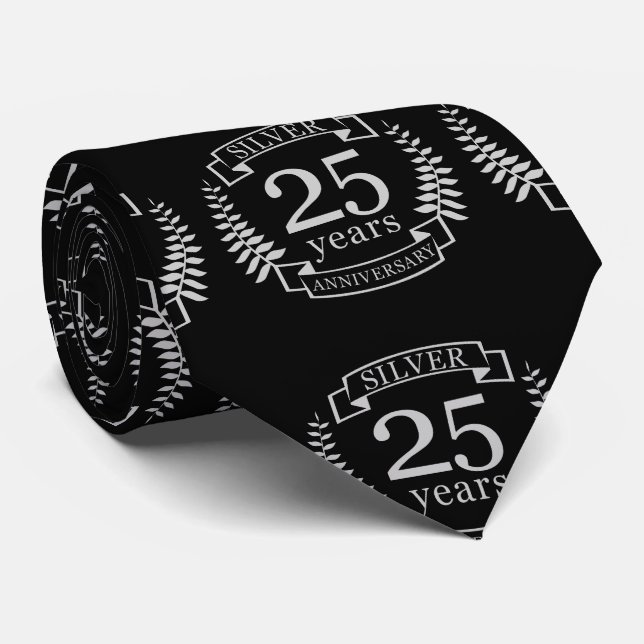 Silver bröllop-årsdagen 25 år slips (Rullad)