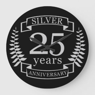 Silver bröllop-årsdagen 25 år stor klocka