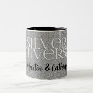 Silver Bröllop-årsdagen 25 i Silver Två-Tonad Mugg