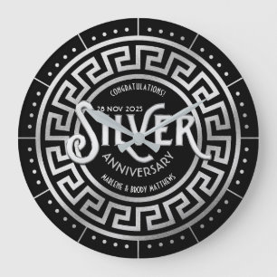 Silver Bröllop-årsdagen av artikel 25:e Art Deco G Stor Klocka