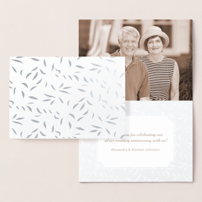 Silver Bröllop-årsdagen Tackkort Folierat Kort (Display)