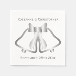 Silver Bröllop Napkins Klockor och Ribbon Pappersservett