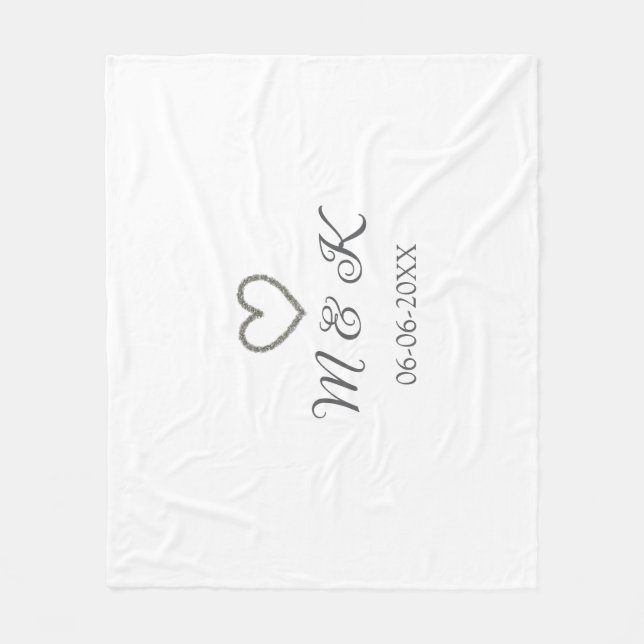 Silver, bröllop par namn brev, modern fleecefilt (Framsidan)