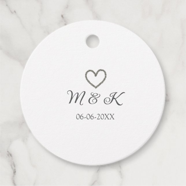 Silver, bröllop par namn brev, modern gåvor etiketter (Framsida)