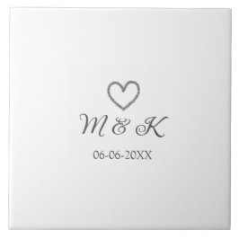 Silver, bröllop par namn brev, modern kakelplatta