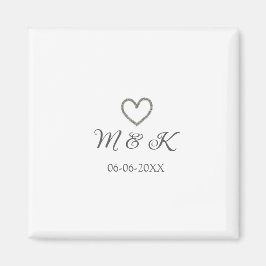 Silver, bröllop par namn brev, modern magnet