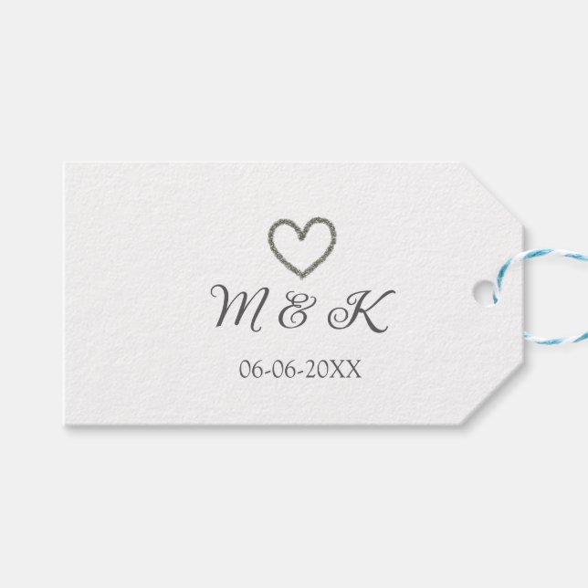 Silver, bröllop par namn brev, modern presentetikett (Framsidan (Horisontell))