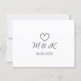 Silver, bröllop par namn brev, modern vykort