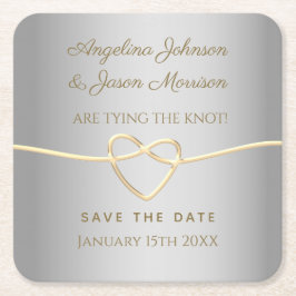 Silver Bröllop Save The Date Underlägg Papper Kvadrat