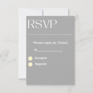 Silver Bröllops-Svarskort – Redigerbar 3.5x5 RSVP OSA Kort