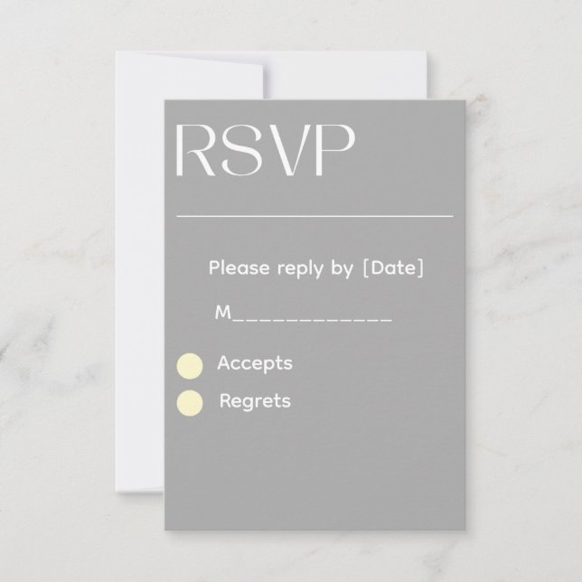 Silver Bröllops-Svarskort – Redigerbar 3.5x5 RSVP  OSA Kort (Framsida)