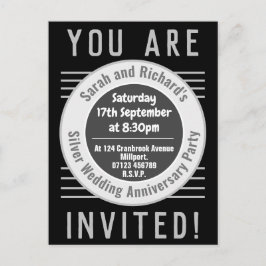 Silver Bröllopsdag Fest Inbjudan Postca