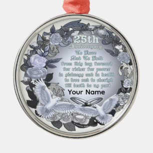 Silver Bröllopsjubileum Premium Rund Ornament