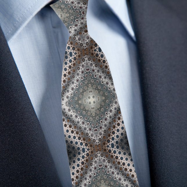 Silver Bruna Blåa Prickar I Diamant Halsduk Slips (Skapare uppladdad)