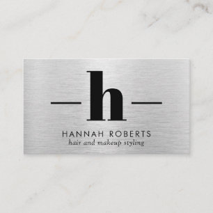 Silver Brushed Metall Brev H Monogram Hair Makeup Visitkort