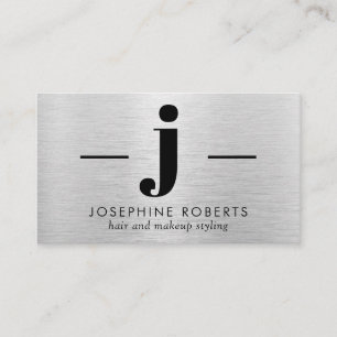 Silver Brushed Metall Brev J Monogram Hair Makeup Visitkort