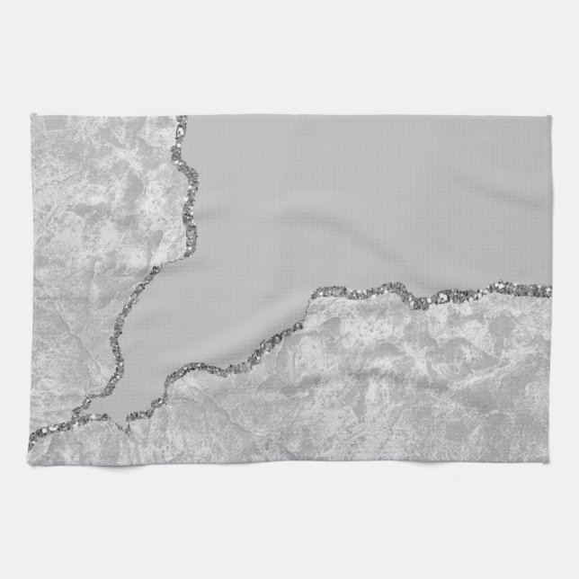 Silver Brushed Metall Glitter Kökshandduk (Horisontell)