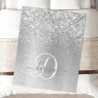 Silver Brushed Metall Glitter Monogram Namn