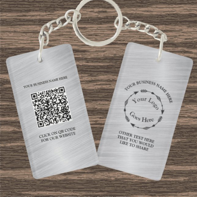 Silver Brushed Metall Logotyp och QR-kod akrylat (Skapare uppladdad)