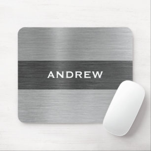 Silver Brushed Metall Metallic Monogram Namn Musmatta
