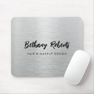 Silver Brushed Metall Modern Script Hair och Makeu Musmatta
