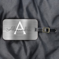 Silver Brushed Metall Monogram Namn och Initial