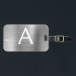Silver Brushed Metall Monogram Namn och Initial Bagagebricka<br><div class="desc">Luxury Silver Brushed Metall Foil Monogram Namn och Initial Luggage Tag. Den här väskan är märkre för Back to school,  Arbete eller Resning.</div>