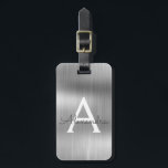 Silver Brushed Metall Monogram Namn och Initial Bagagebricka<br><div class="desc">Silver Brushed Metall Foil Monogram Namn och Initial Luggage Tag. Den här väskan är märkre för Back to school,  Arbete eller Resning.</div>