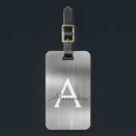Silver Brushed Metall Monogram Namn och Initial Bagagebricka<br><div class="desc">Silver Brushed Metall Foil Monogram Namn och Initial Luggage Tag. Den här väskan är märkre för Back to school,  Arbete eller Resning.</div>