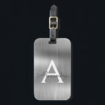 Silver Brushed Metall Monogram Namn och Initial Bagagebricka<br><div class="desc">Silver Brushed Metall Foil Monogram Namn och Initial Luggage Tag. Den här väskan är märkre för Back to school,  Arbete eller Resning.</div>