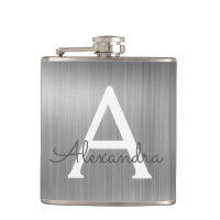 Silver Brushed Metall Monogram Namn och Initial